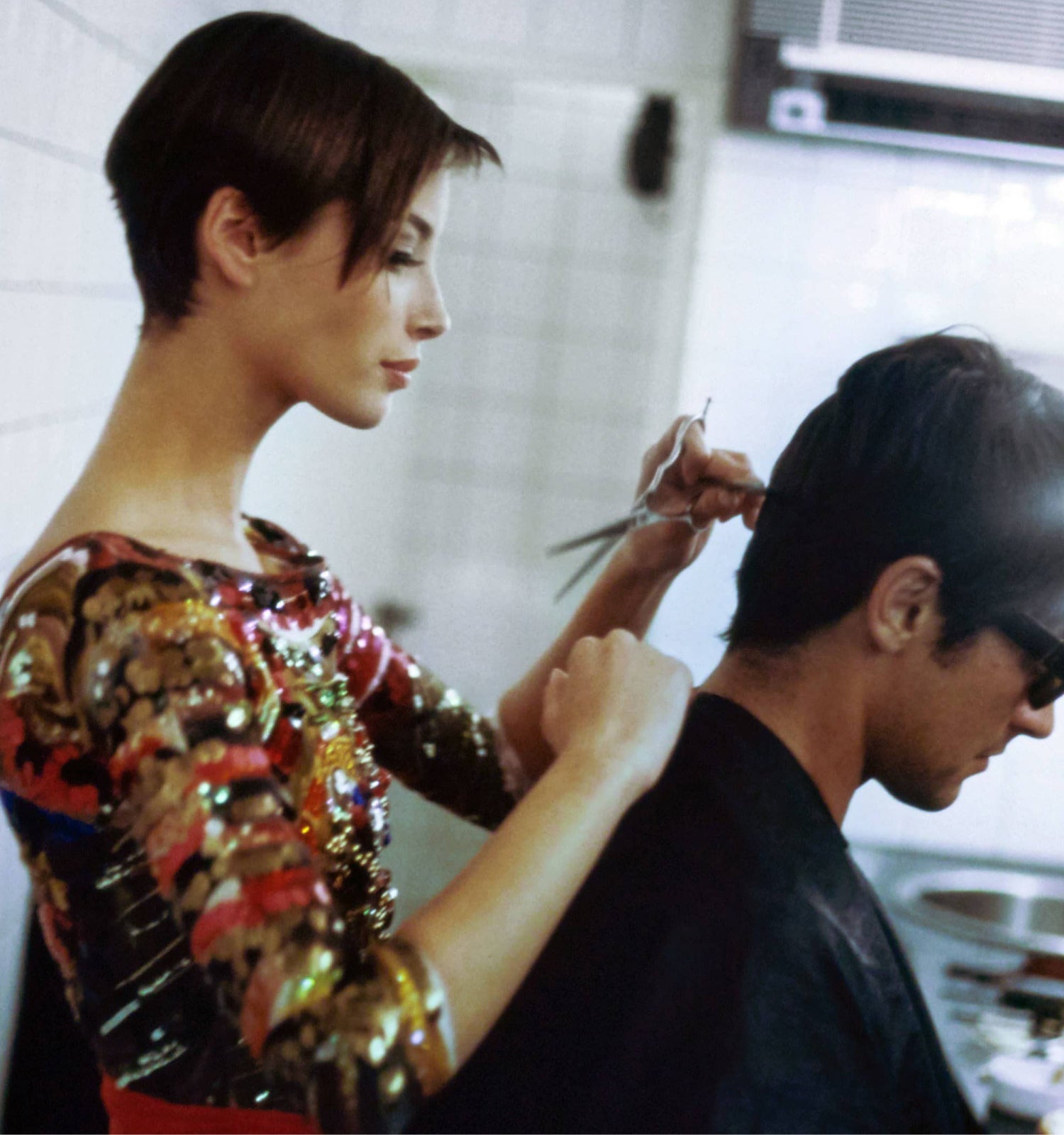 Female hair stylist with Customer
